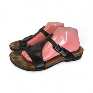 Dansko Remi Black Leather Burnished Leather Sandals Womens 41 EU 10.5 US Buckle